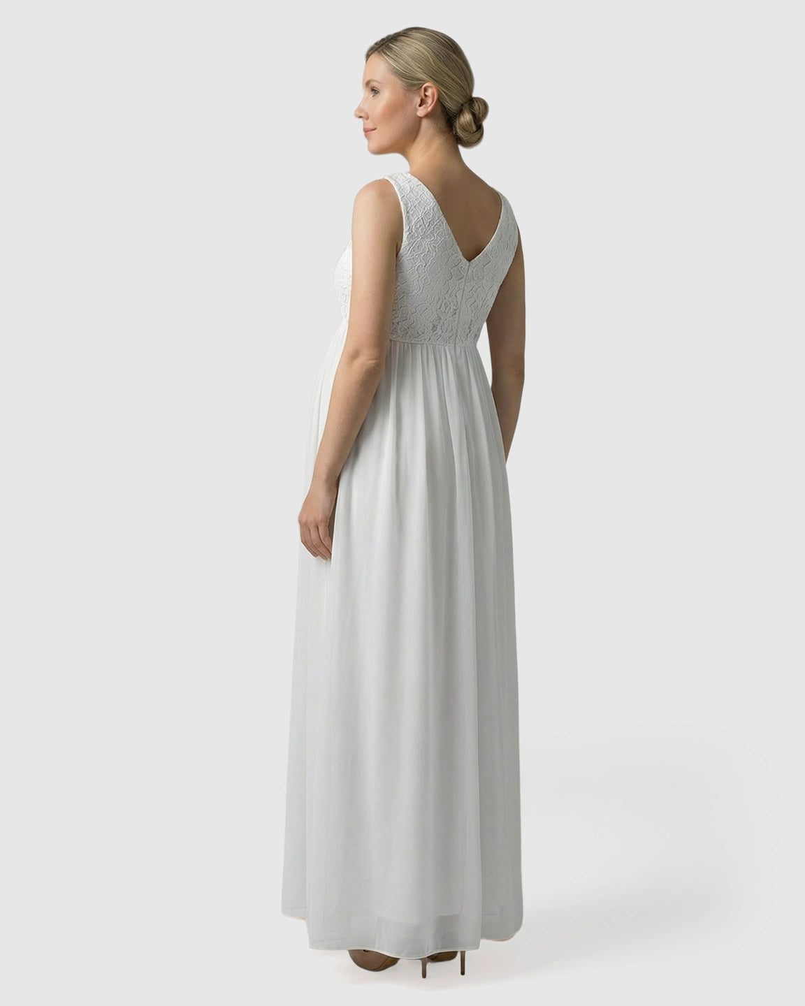 Lace-Chiffon Romantic Maternity Maxi Dress