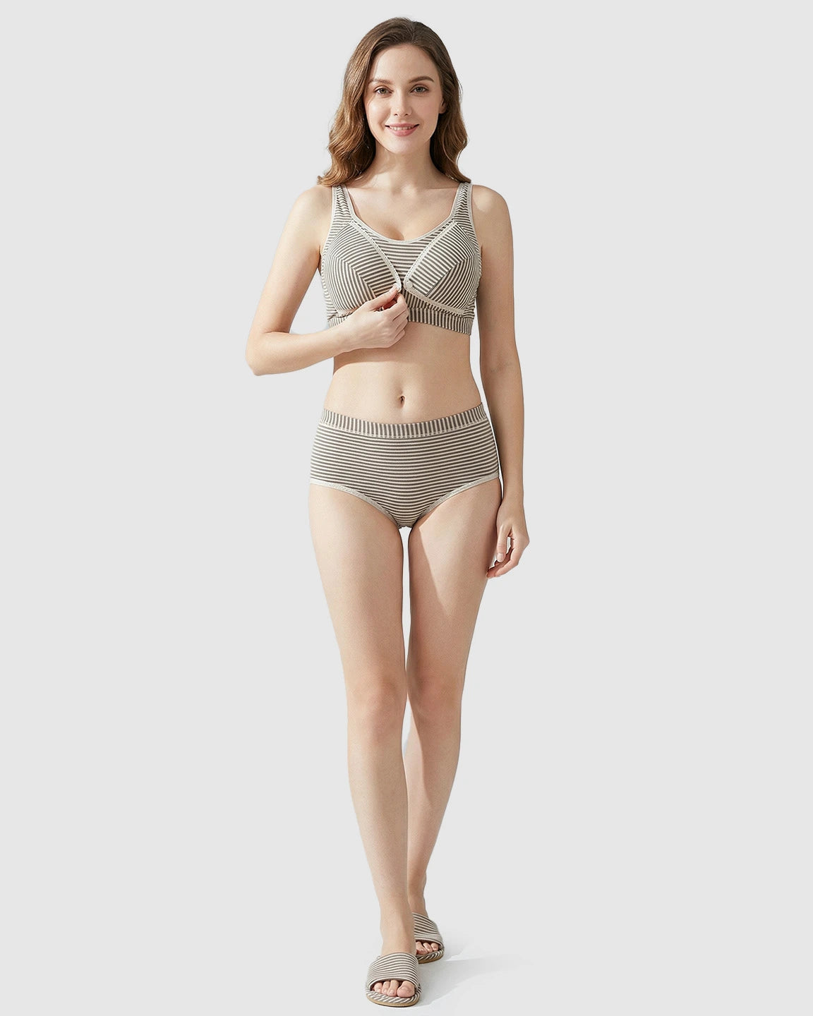 Button-Front Cotton Nursing Bra