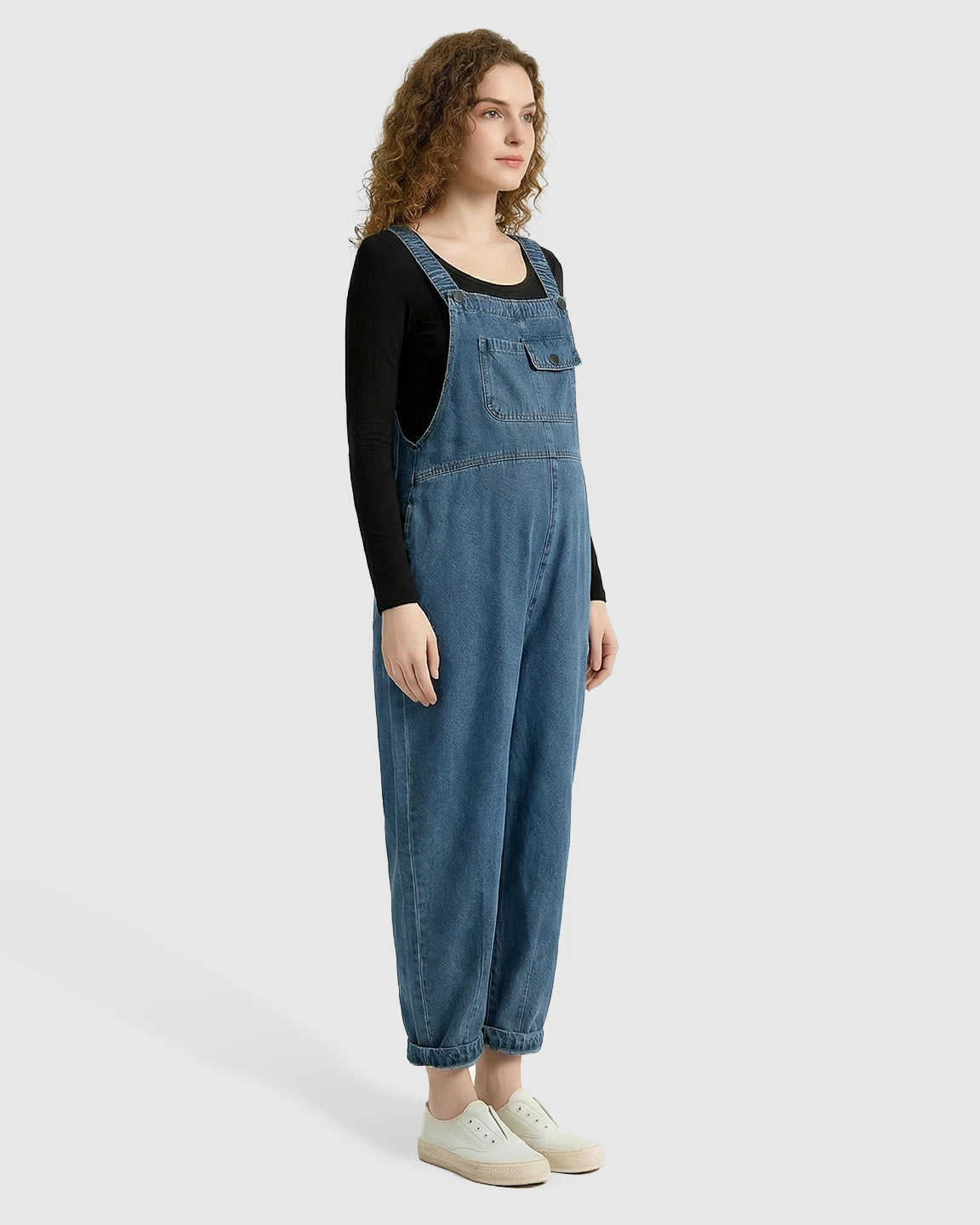 Loose-Fit Denim Maternity Overalls