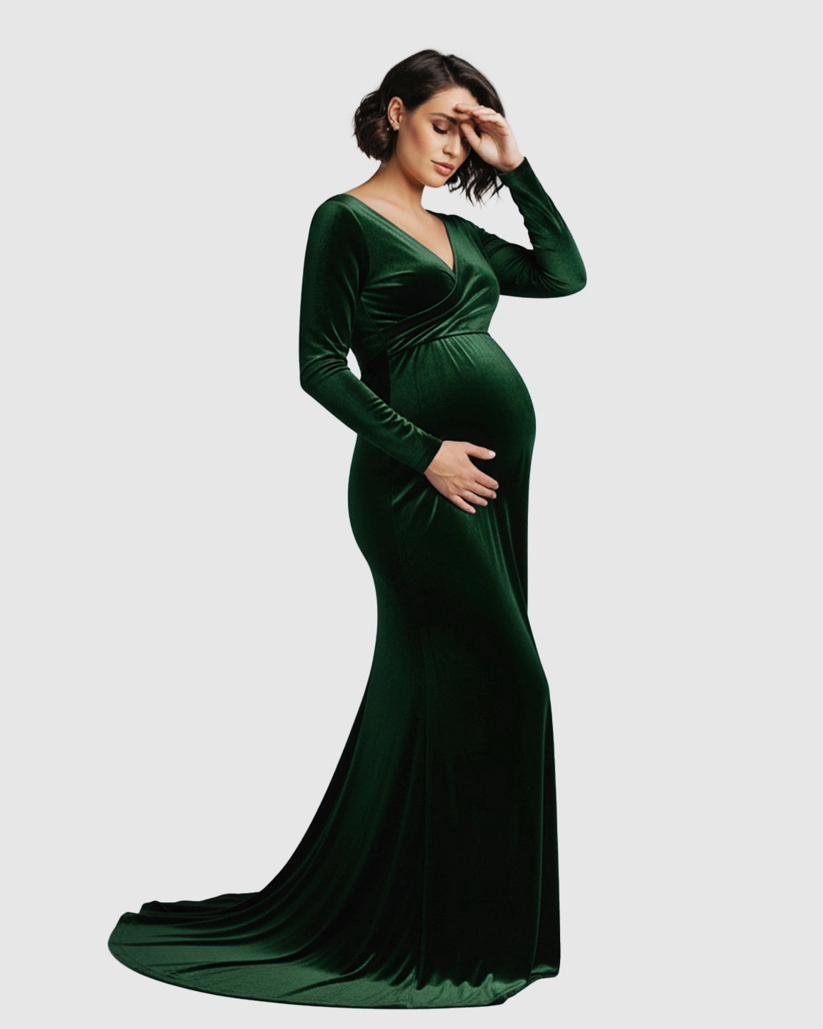 Off-Shoulder Velvet Maternity Gown