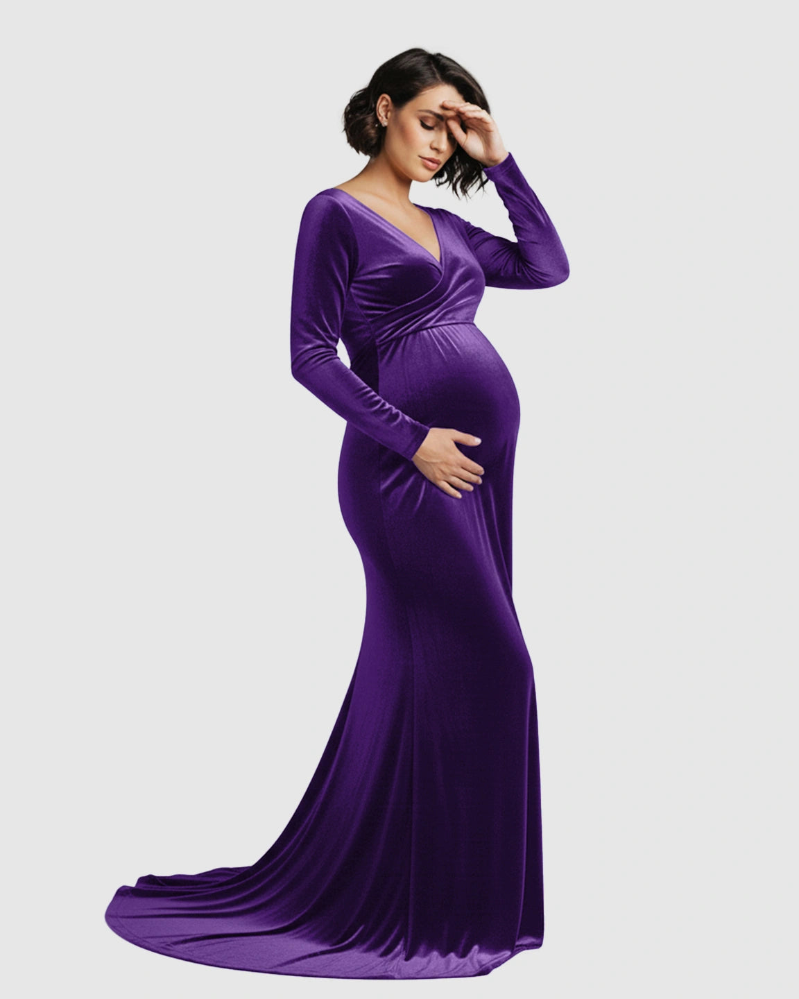 Off-Shoulder Velvet Maternity Gown