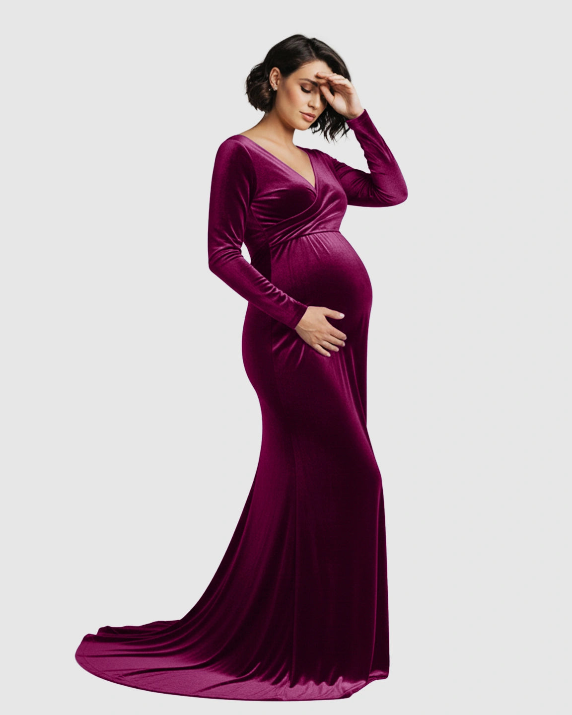 Off-Shoulder Velvet Maternity Gown