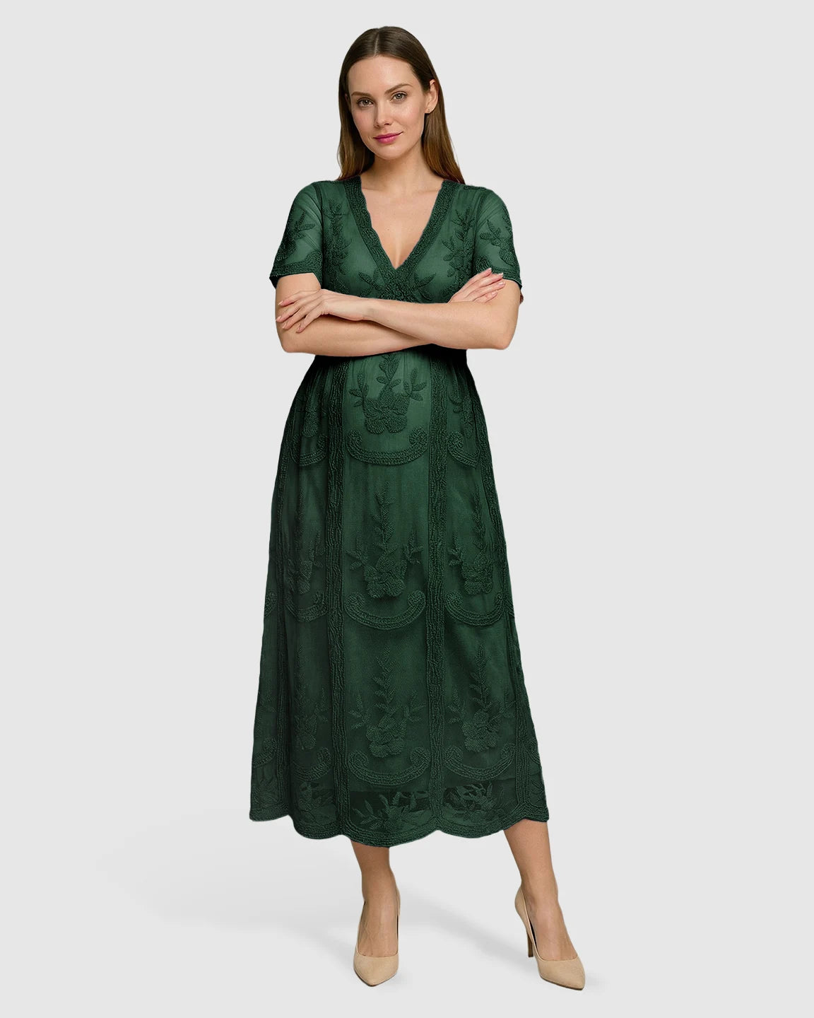 Lace Swing Maternity Midi Dress