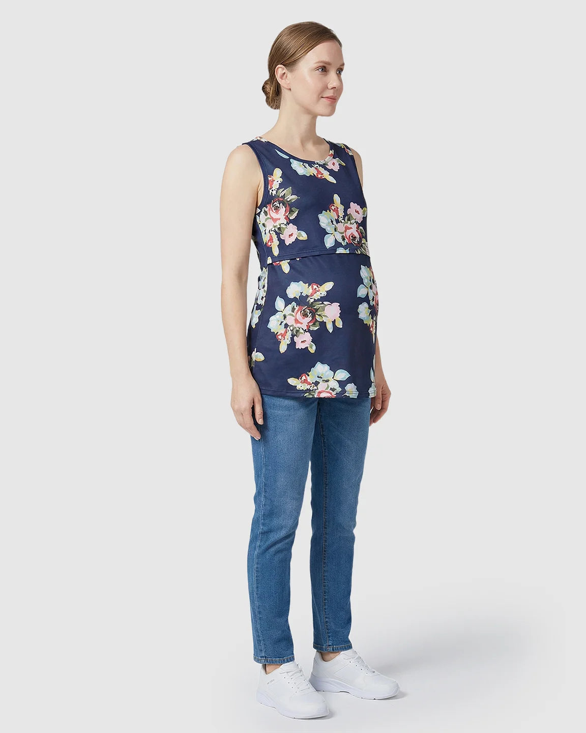 Sleeveless Floral Nursing Maternity Top