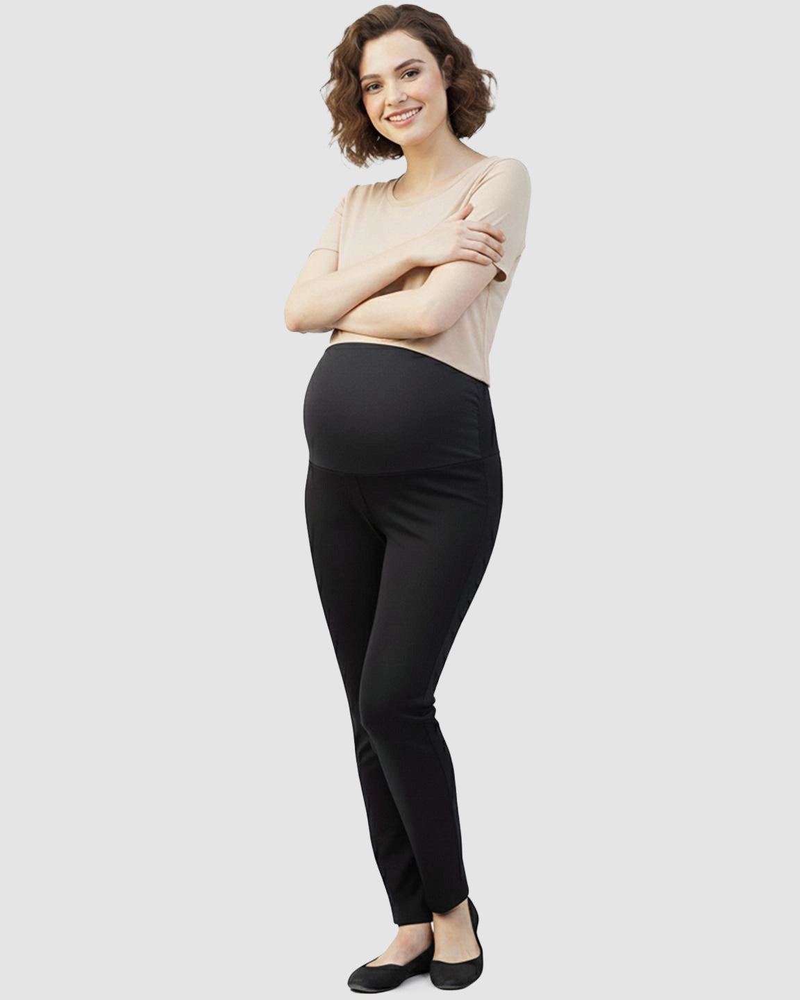 High-Waisted Slim Fit Stretch Maternity Pants