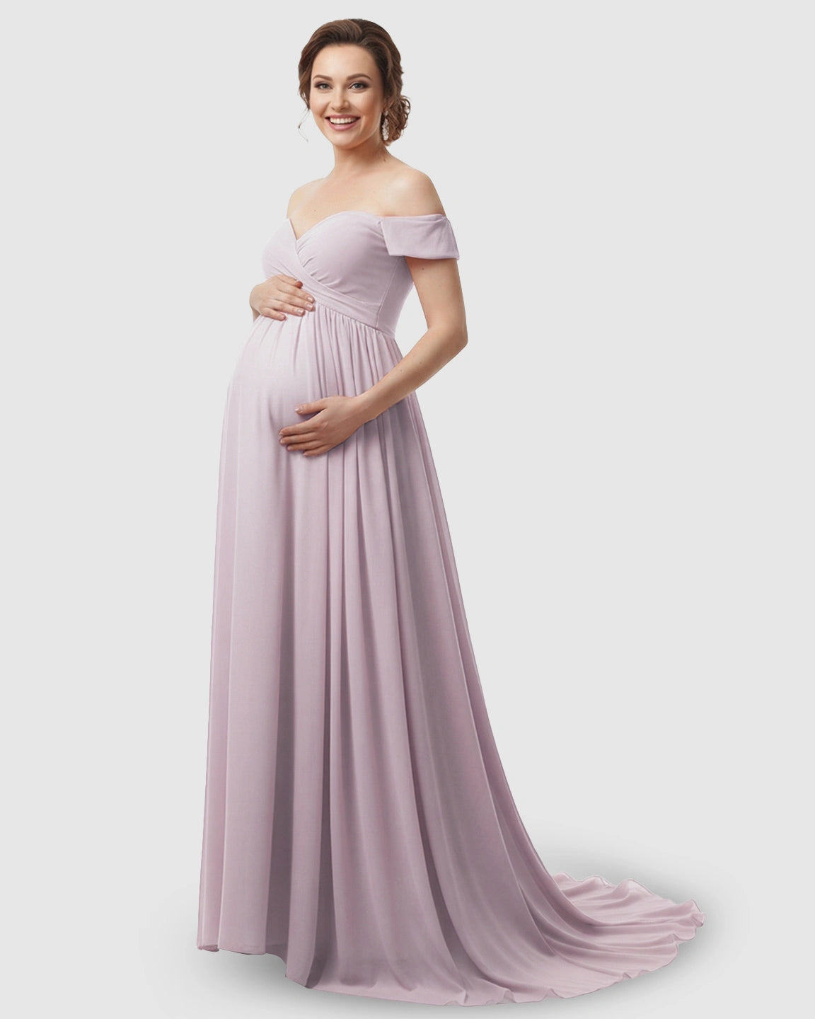 Off-Shoulder Dreamy Maternity Photography Gown