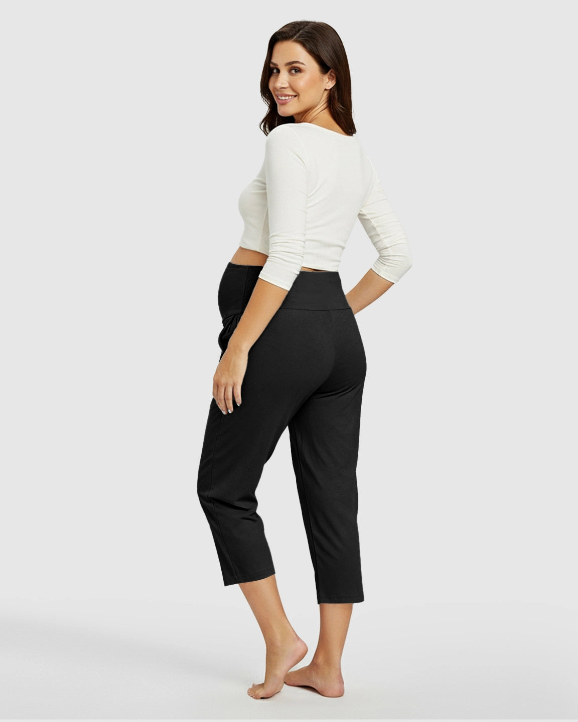 High-Waisted Maternity Capri Pants