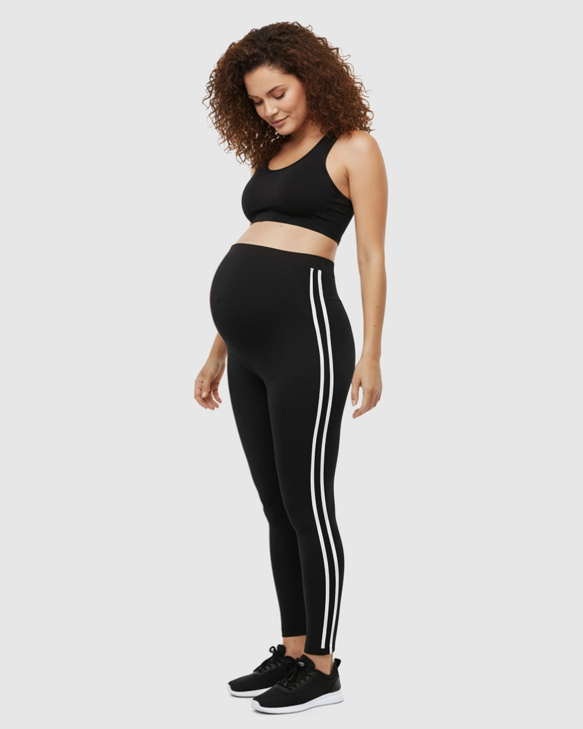 Side Striped Sporty Maternity Leggings