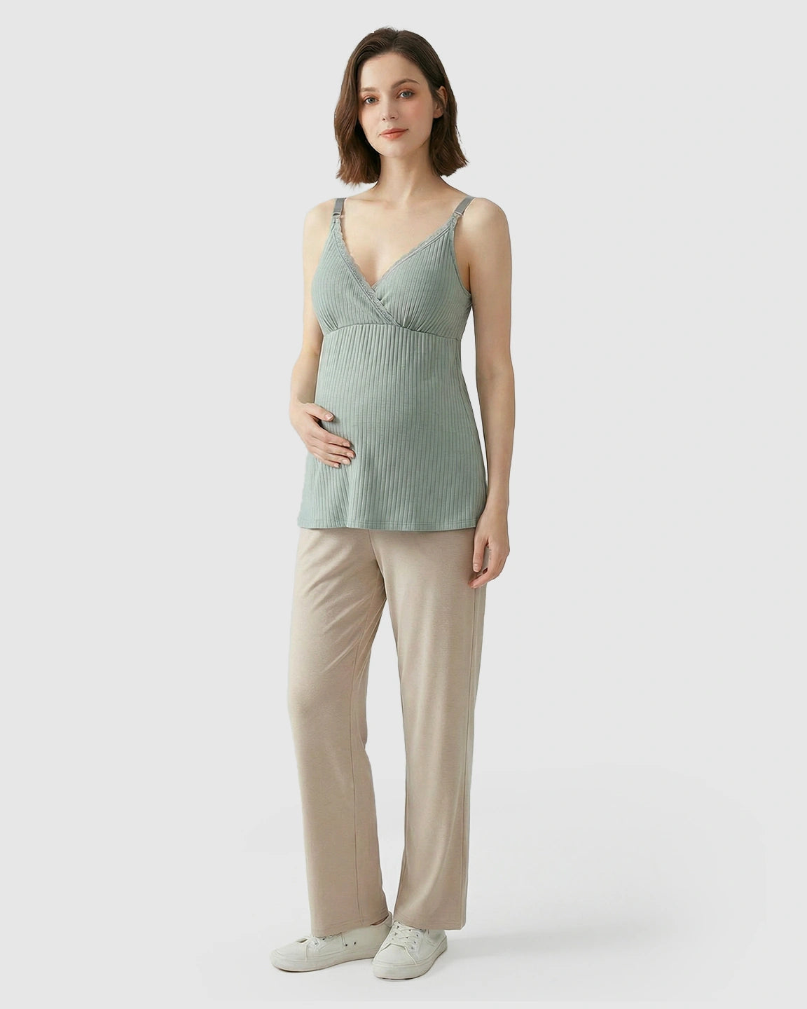 Easy-Access Crisscross Ribbed Nursing Camisole