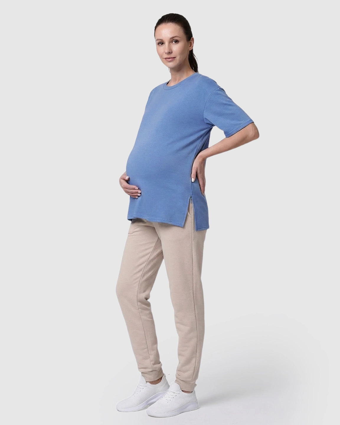 Zipper-Slits Casual Maternity Nursing T-Shirt
