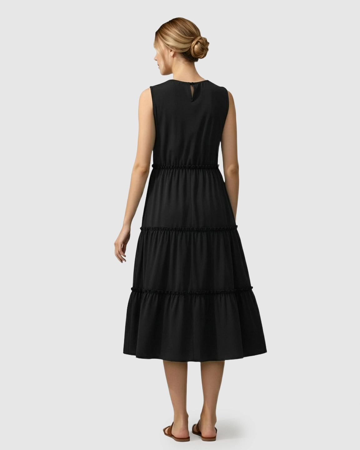 Tiered Ruffle Skirt Casual Maternity Midi Dress