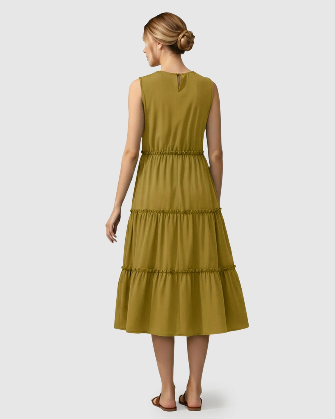 Tiered Ruffle Skirt Casual Maternity Midi Dress