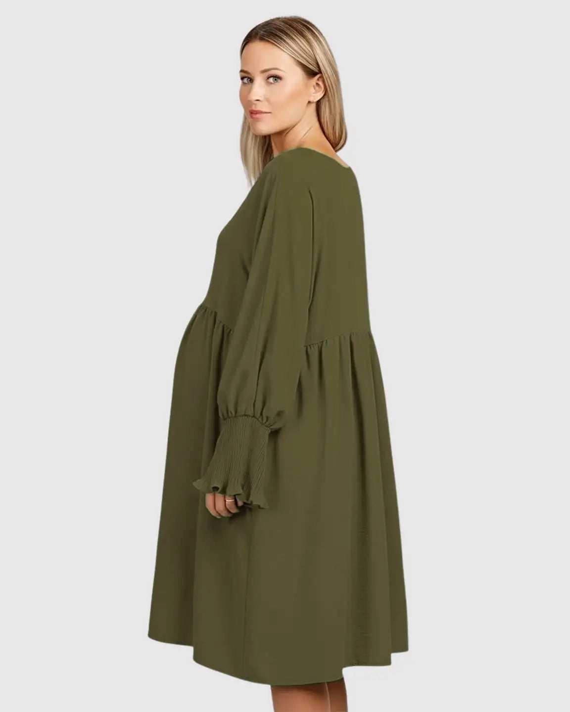 Flowy Smocked Sleeve Casual Dress