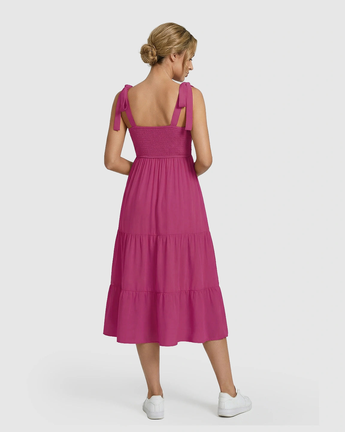 Shoulder Tie-Strap A-line Maternity Midi Dress