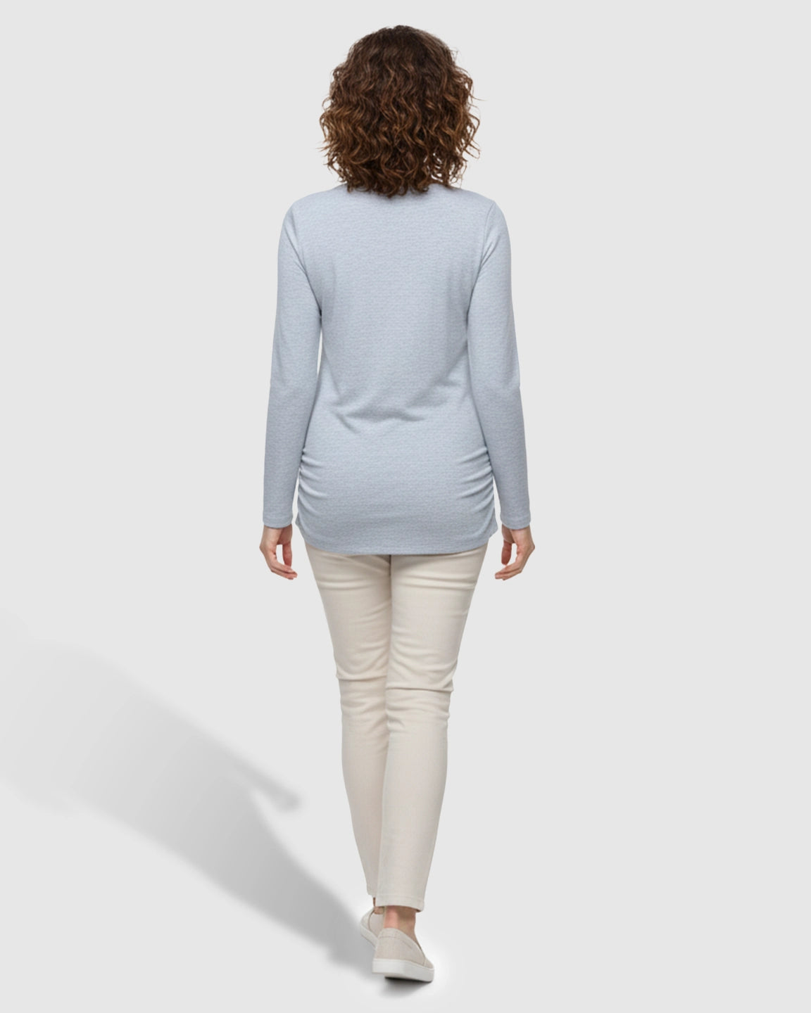 Side Ruched Classic Round Neck Long Sleeve Maternity Top