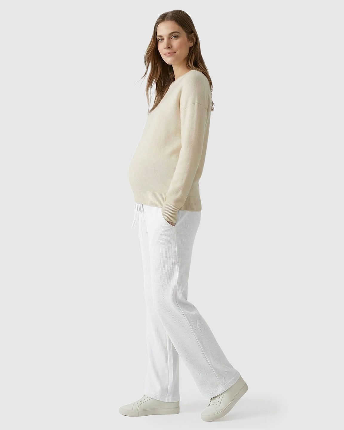 Waffle Knit Wide-Leg Maternity Pants