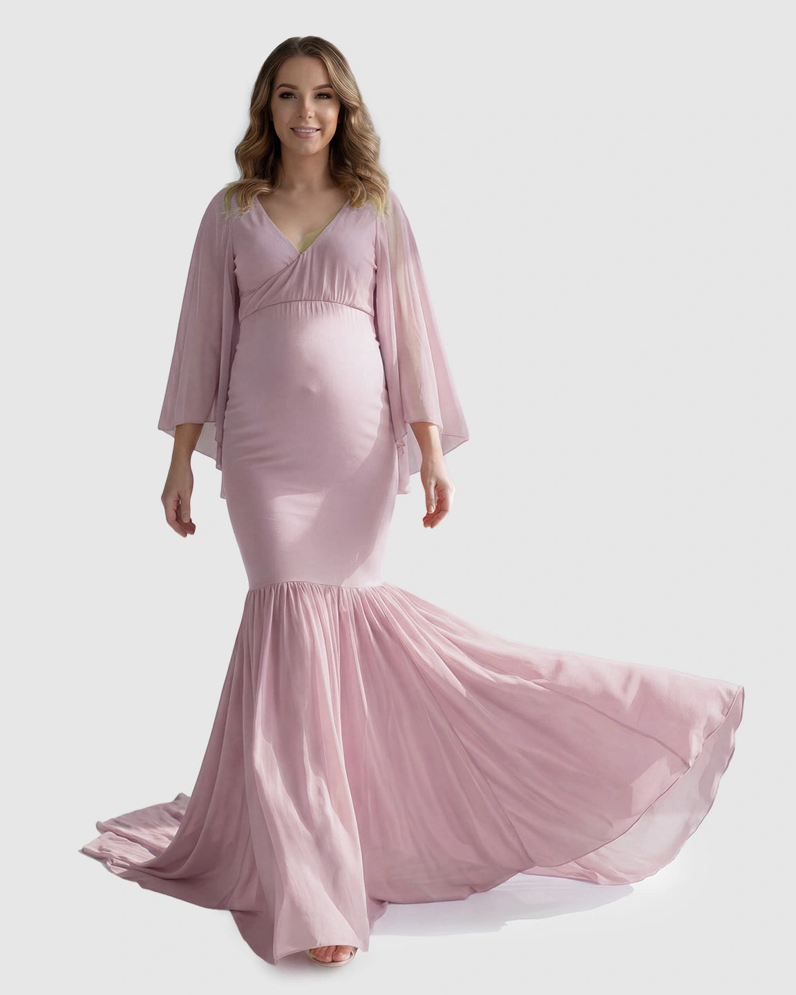 Trailing Hem Elegant Maternity Photoshoot Gown