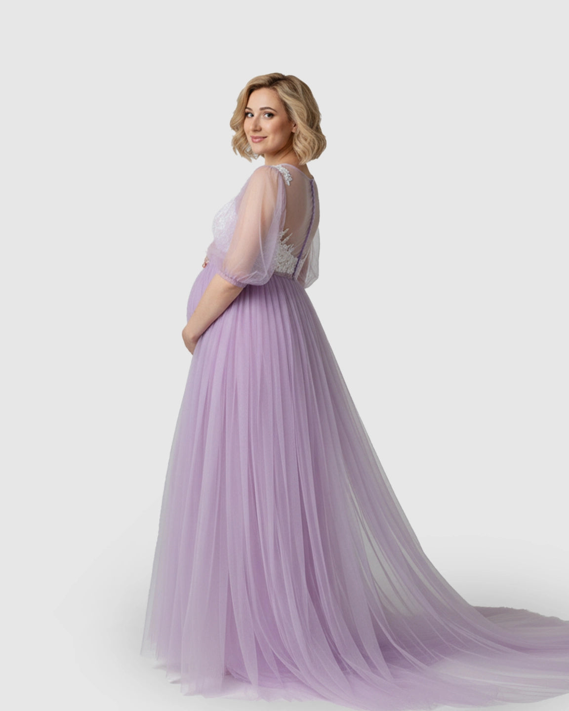 Tulle Lace Swing Trail Maternity Photoshoot Dress