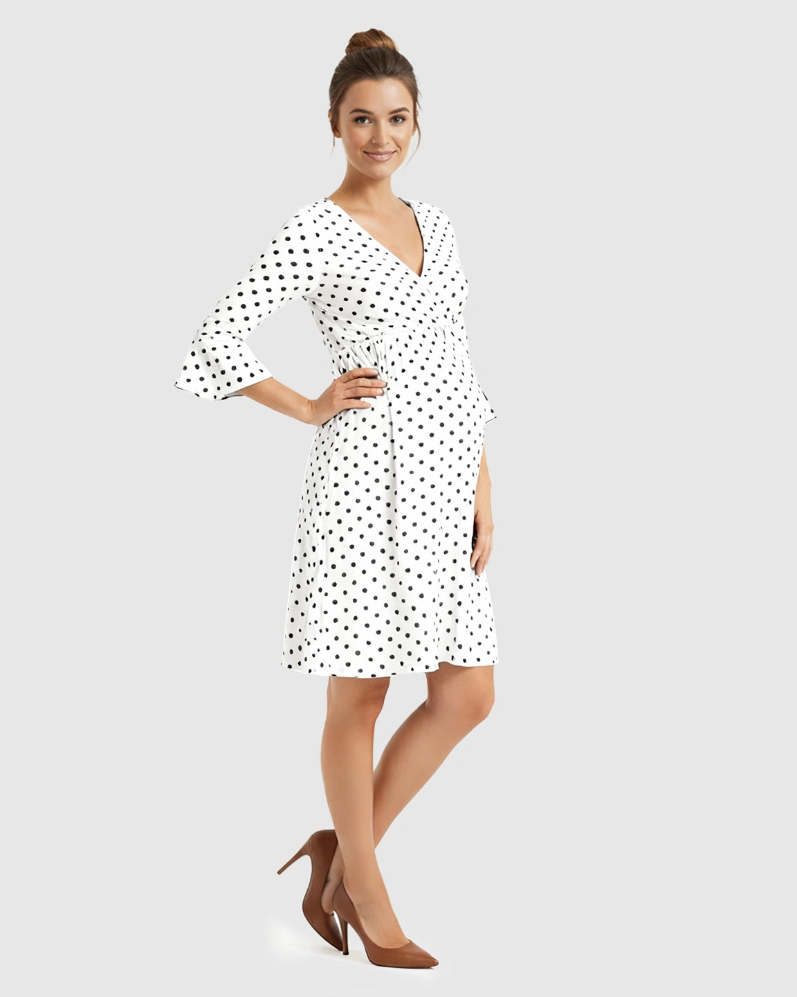 Polka Dot Empire Waist Maternity Short Dress