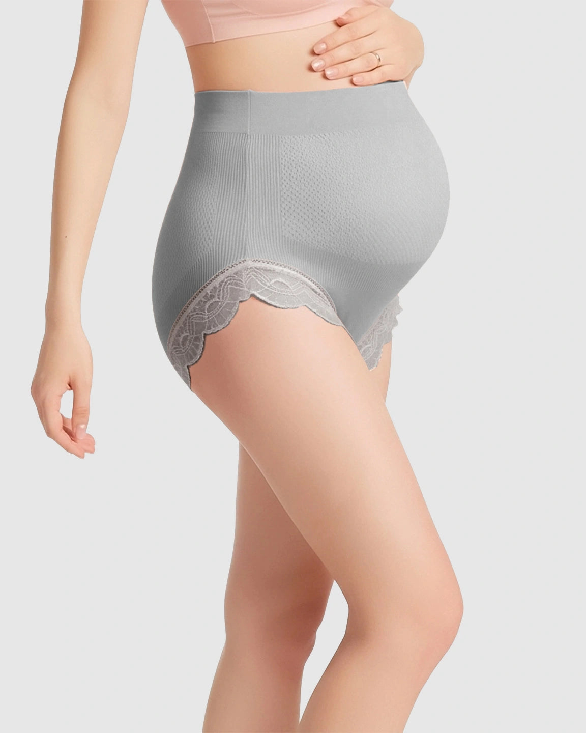 High-Waist Seamless Lace-Trim Maternity Panties