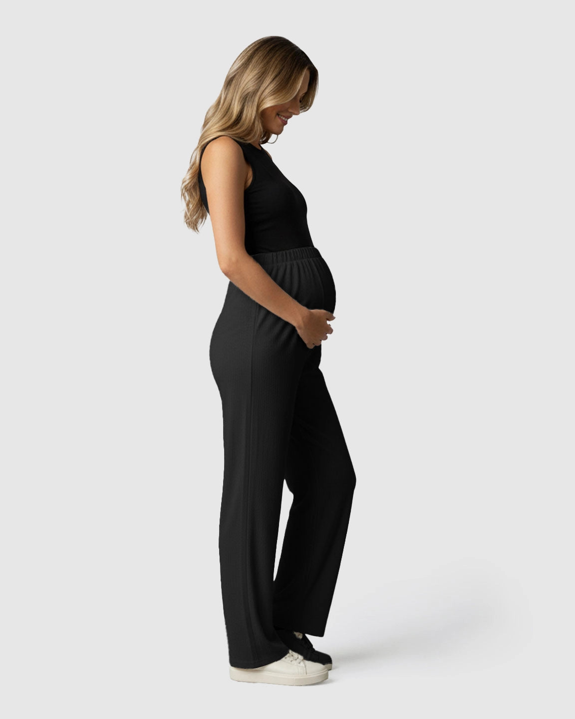 Elastic Waist Wide-Leg Maternity Pants