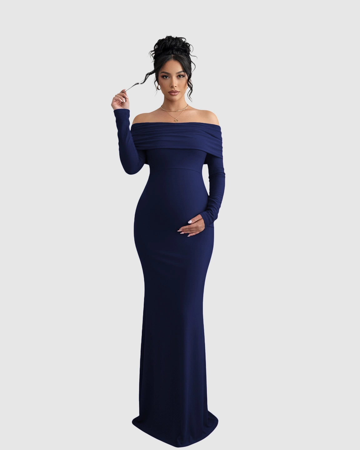 Off-Shoulder Cross-Back Maternity Evening Gown