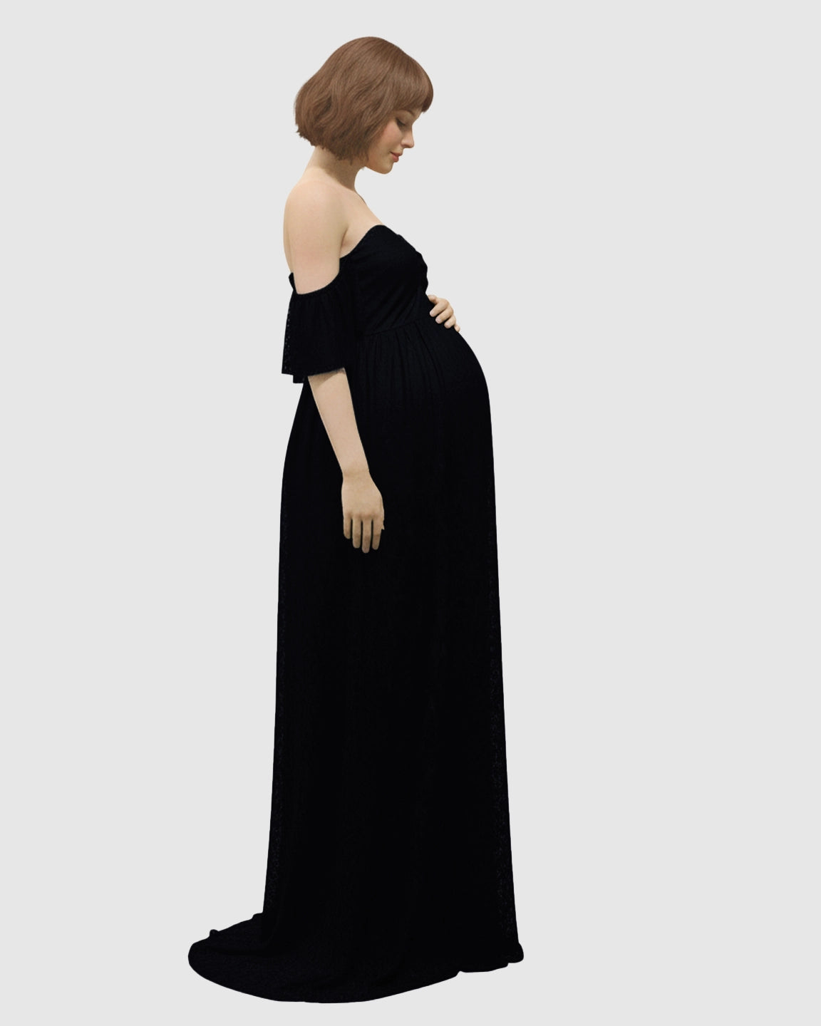 Elegant Lace Off-Shoulder Maternity Photoshoot Dress