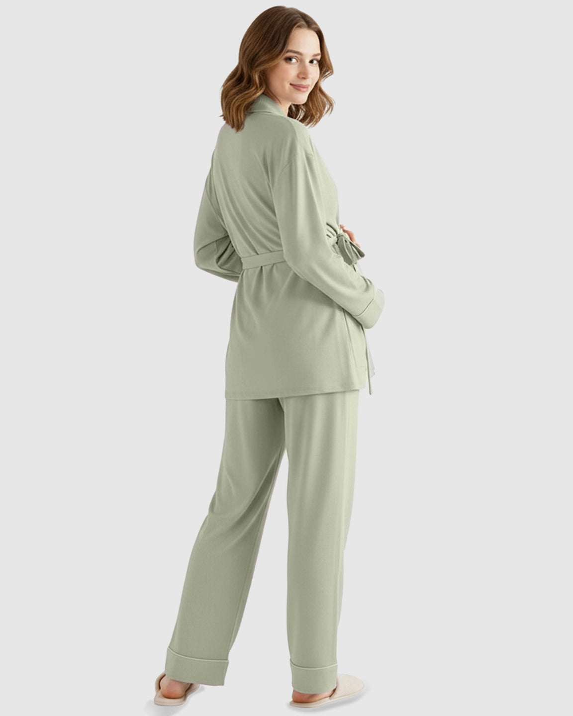 Soft Cotton Wrap Adjustable Waist Loungewear Set