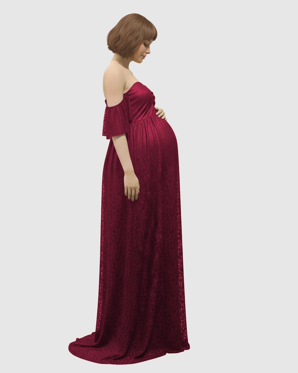Elegant Lace Off-Shoulder Maternity Photoshoot Dress