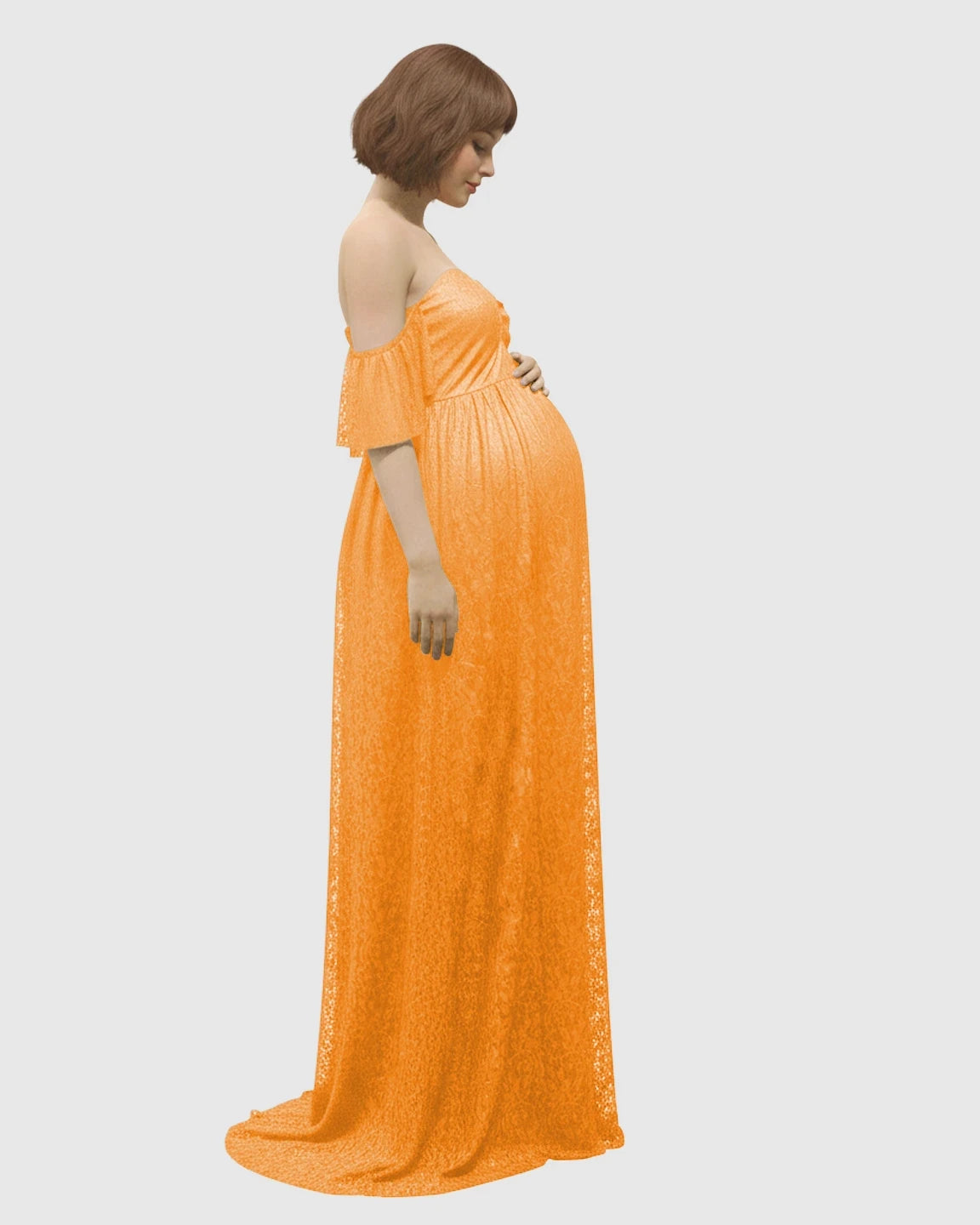 Elegant Lace Off-Shoulder Maternity Photoshoot Dress