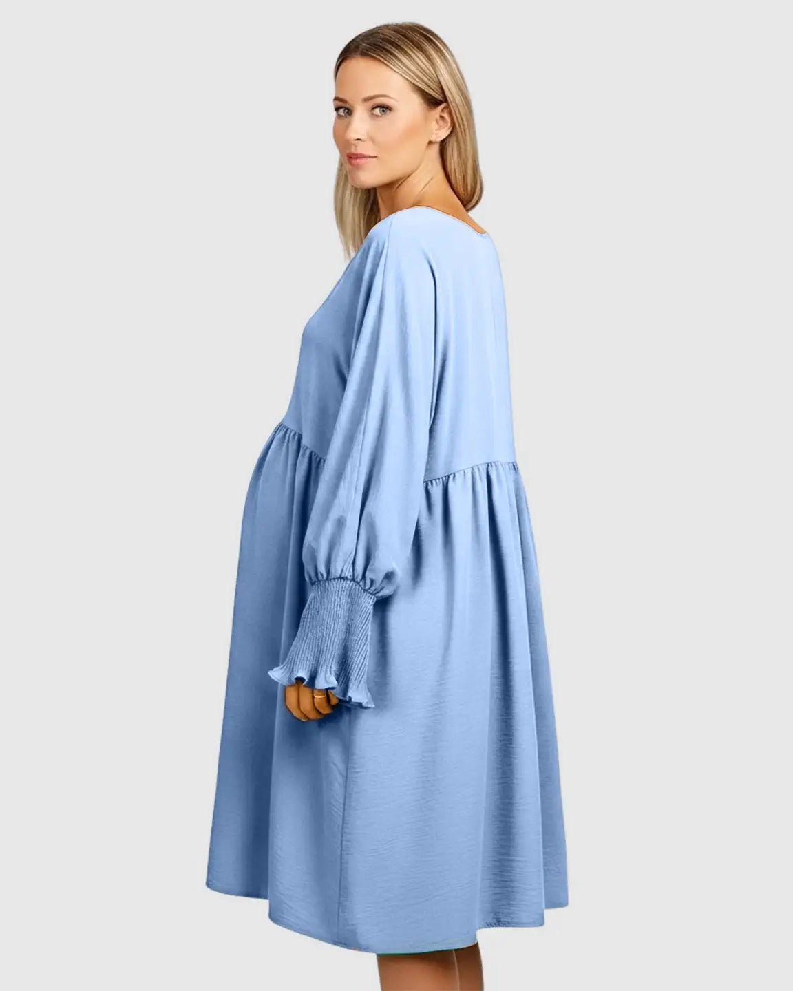 Flowy Smocked Sleeve Casual Dress