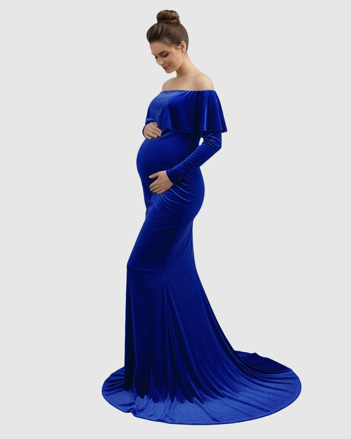 Off-Shoulder Fitted Maternity Photoshoot Dress