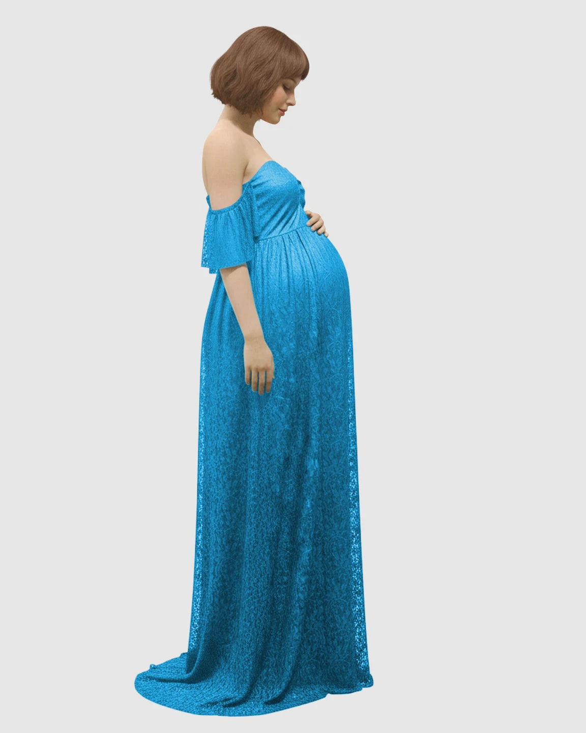 Elegant Lace Off-Shoulder Maternity Photoshoot Dress