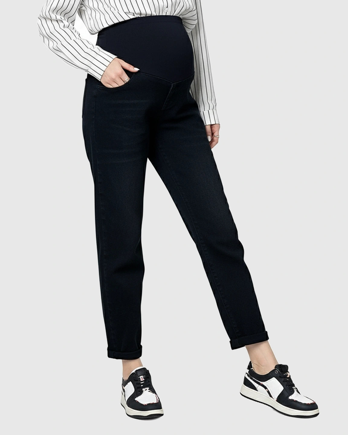 High-Waist Belly-Support Maternity Denim Jeans