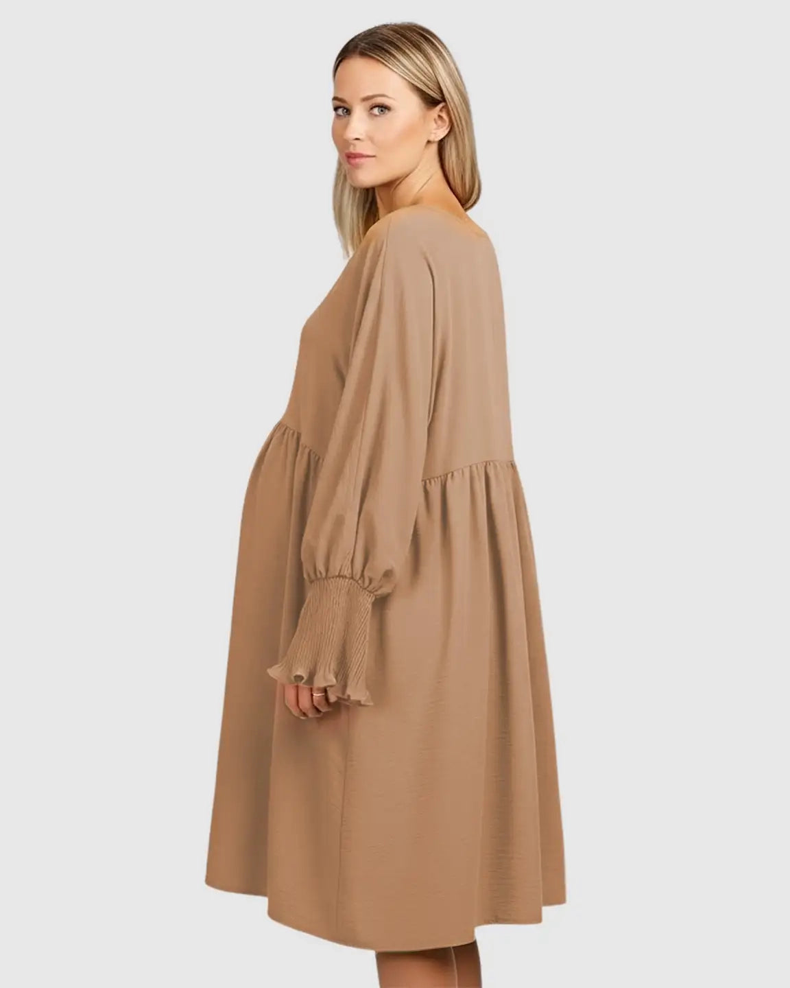 Flowy Smocked Sleeve Casual Dress