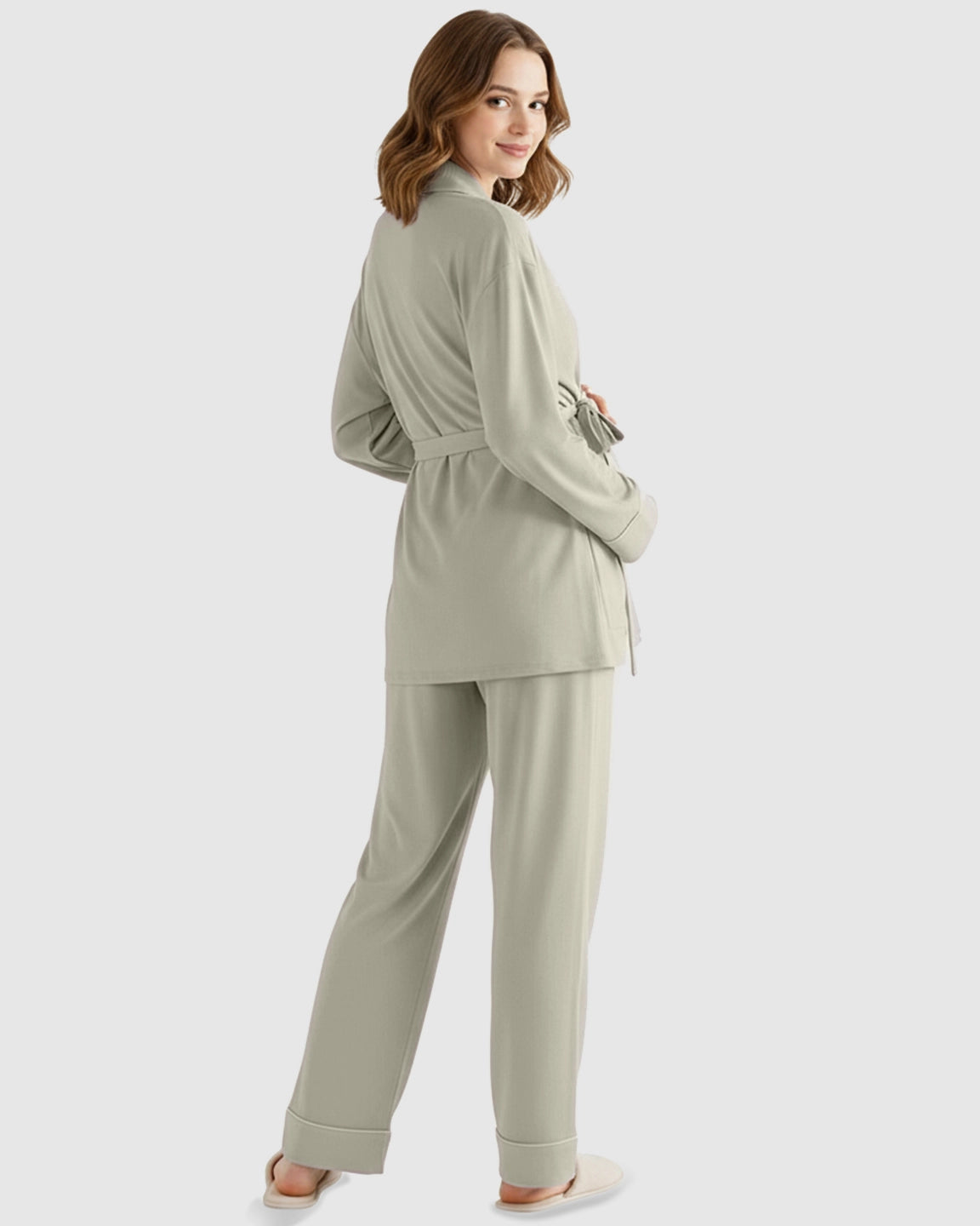 Soft Cotton Wrap Adjustable Waist Loungewear Set