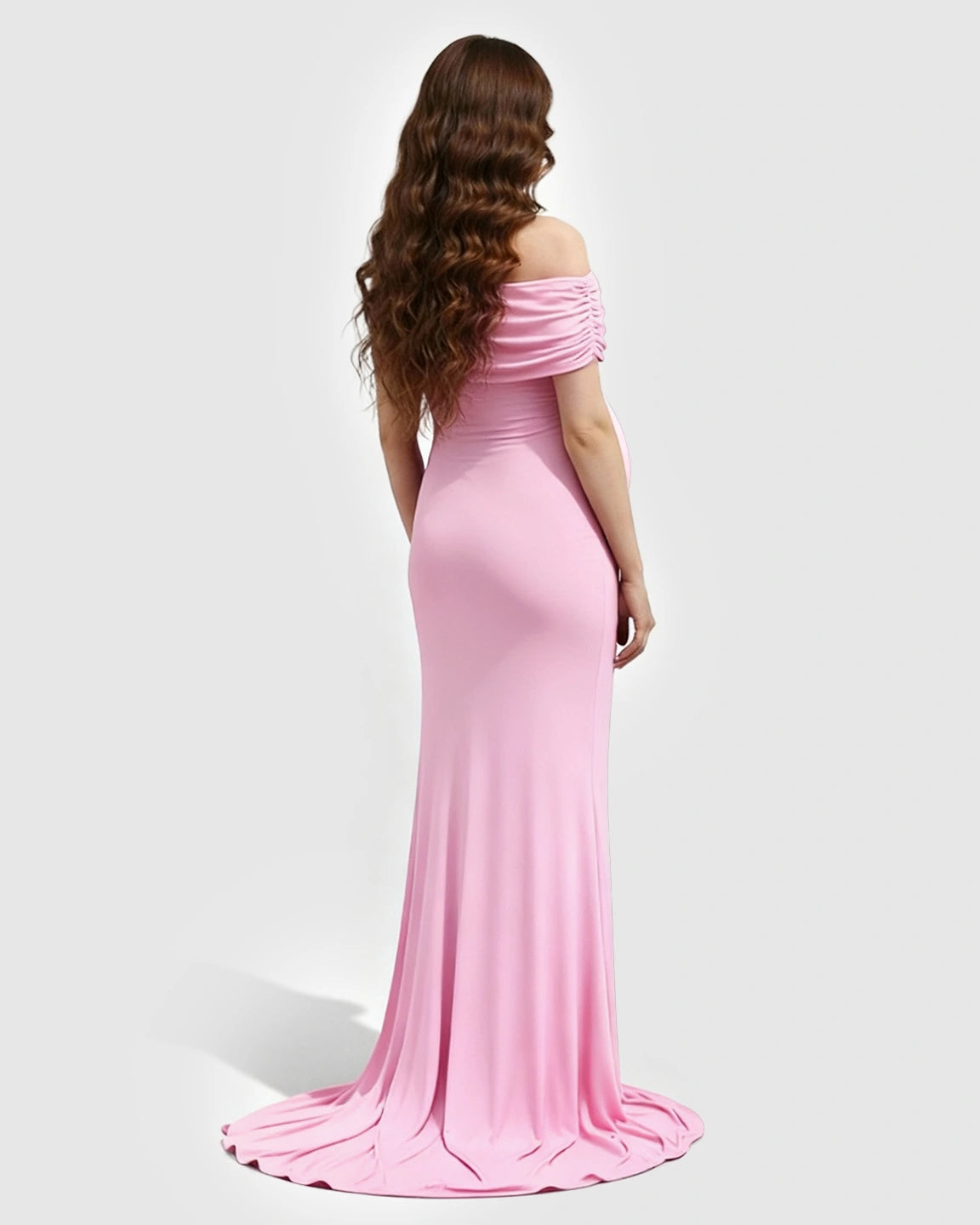 Off-Shoulder Mermaid Fit Maternity Maxi Dress