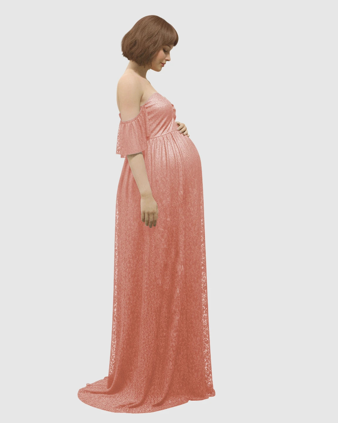 Elegant Lace Off-Shoulder Maternity Photoshoot Dress