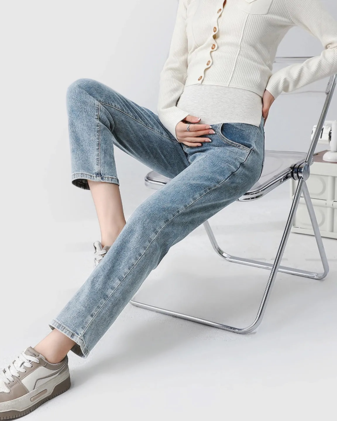 Stretch Denim Straight-Leg Maternity Jeans