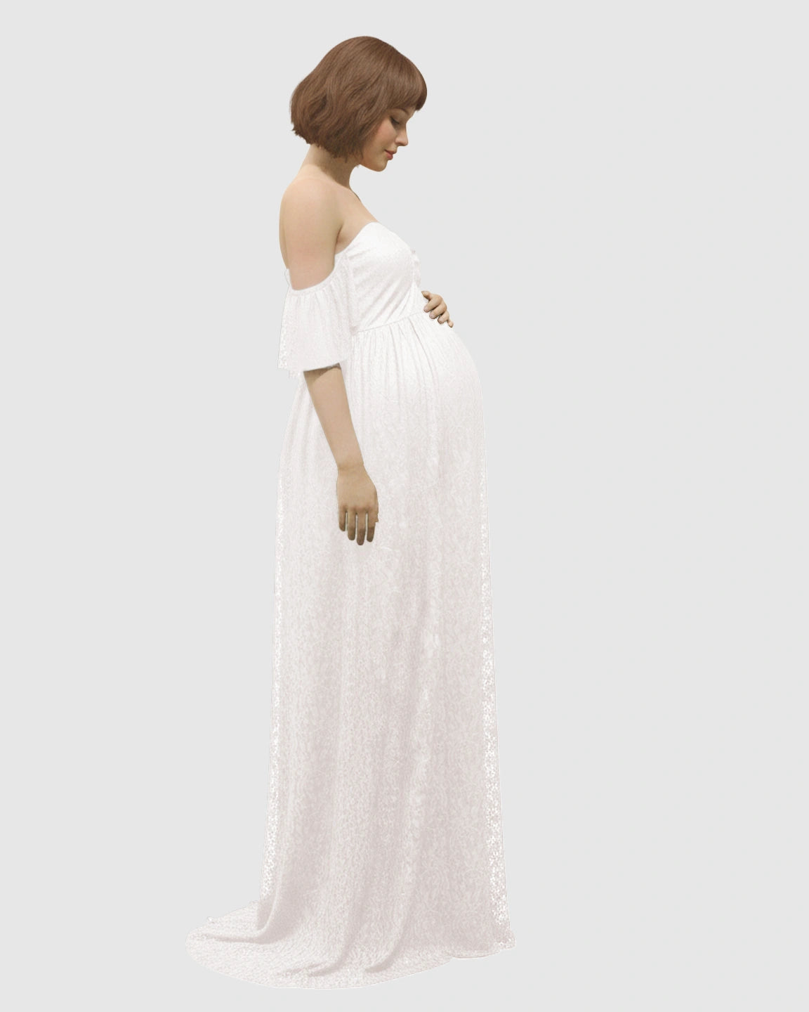 Elegant Lace Off-Shoulder Maternity Photoshoot Dress