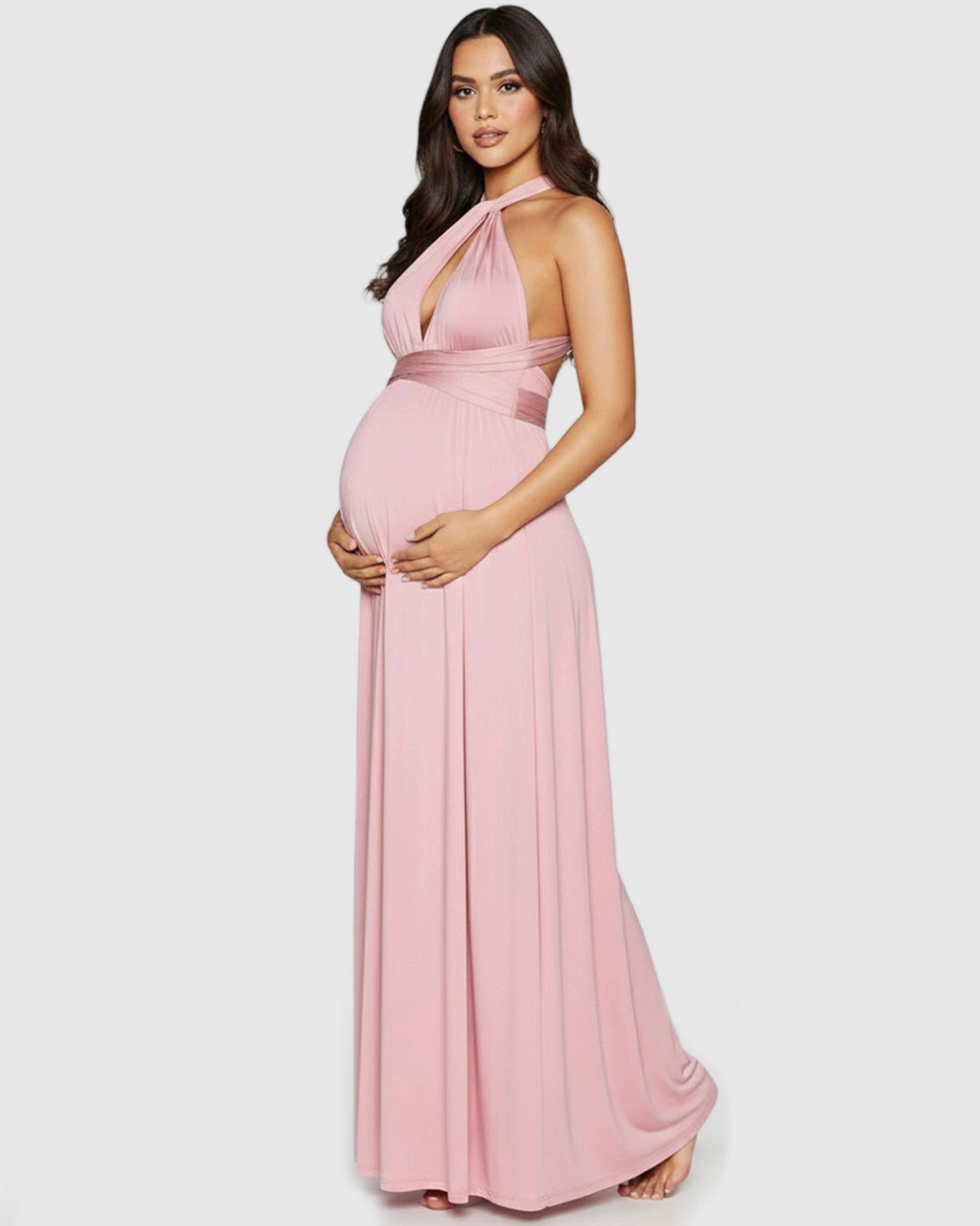 Flowy Chiffon Maternity Maxi Dress with Adjustable Tie Detail