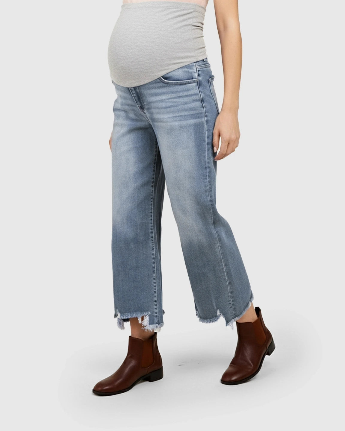 Soft Stretch Wide-leg Ripped Maternity Jeans