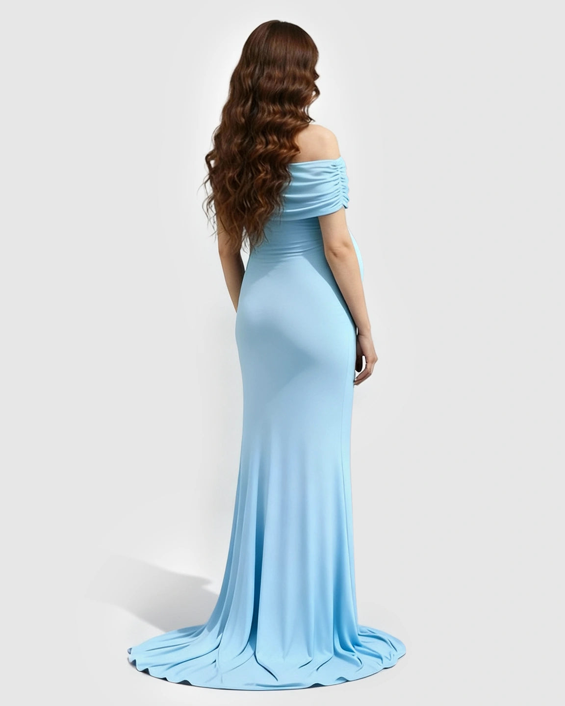 Off-Shoulder Mermaid Fit Maternity Maxi Dress