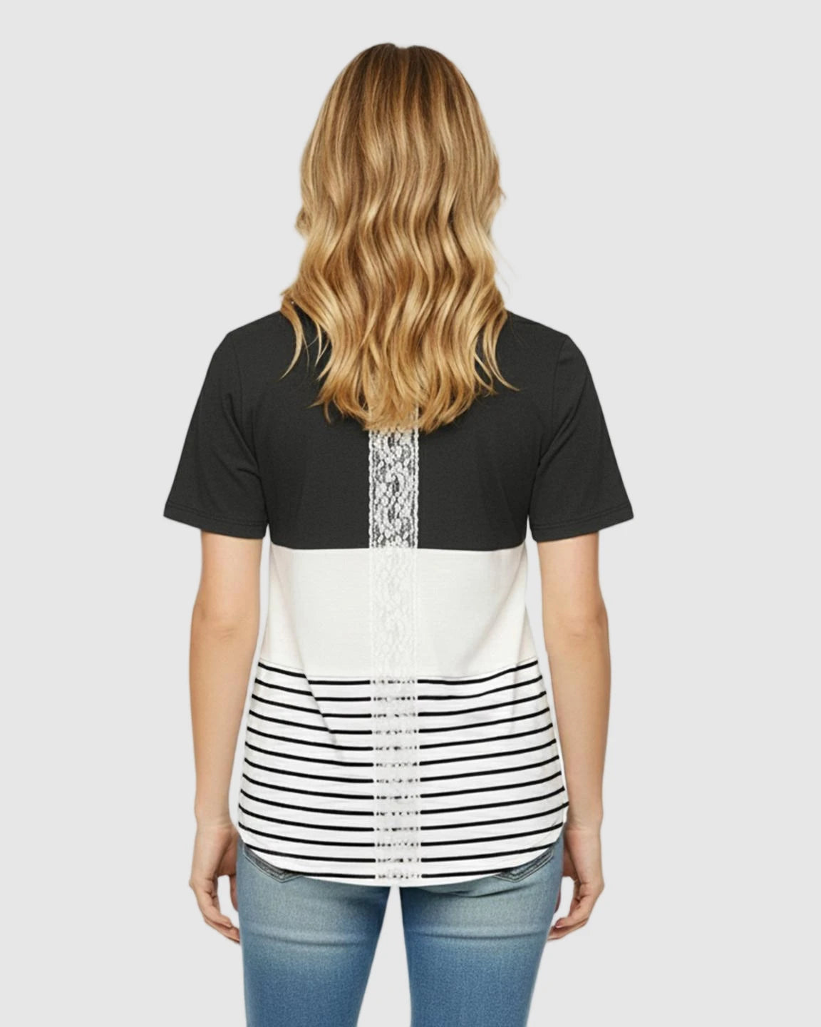 Hidden Nursing Access Colorblock Striped Maternity Top