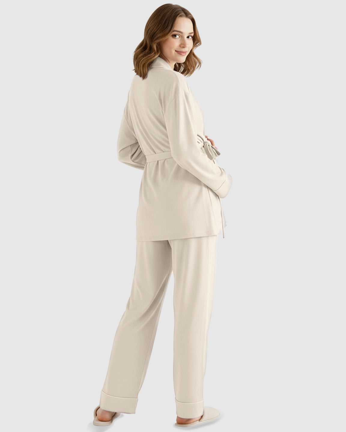 Soft Cotton Wrap Adjustable Waist Loungewear Set