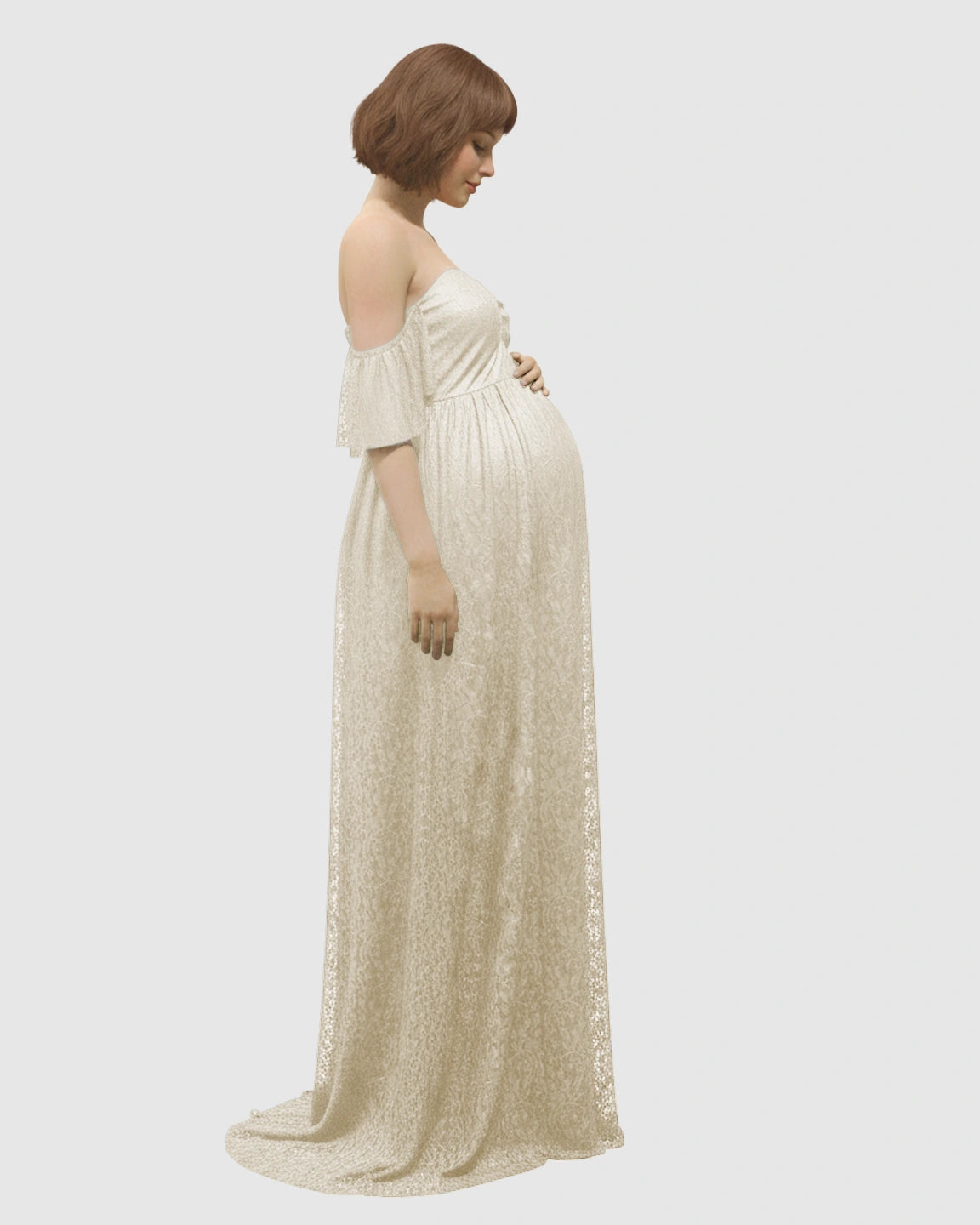 Elegant Lace Off-Shoulder Maternity Photoshoot Dress