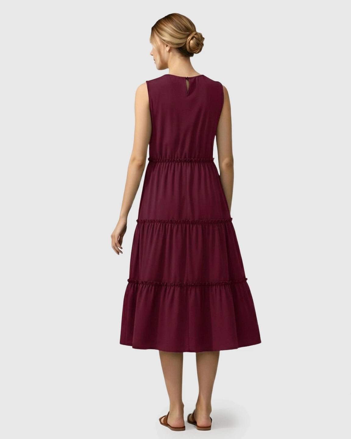 Tiered Ruffle Skirt Casual Maternity Midi Dress