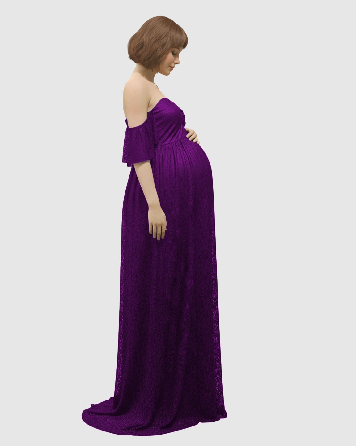 Elegant Lace Off-Shoulder Maternity Photoshoot Dress