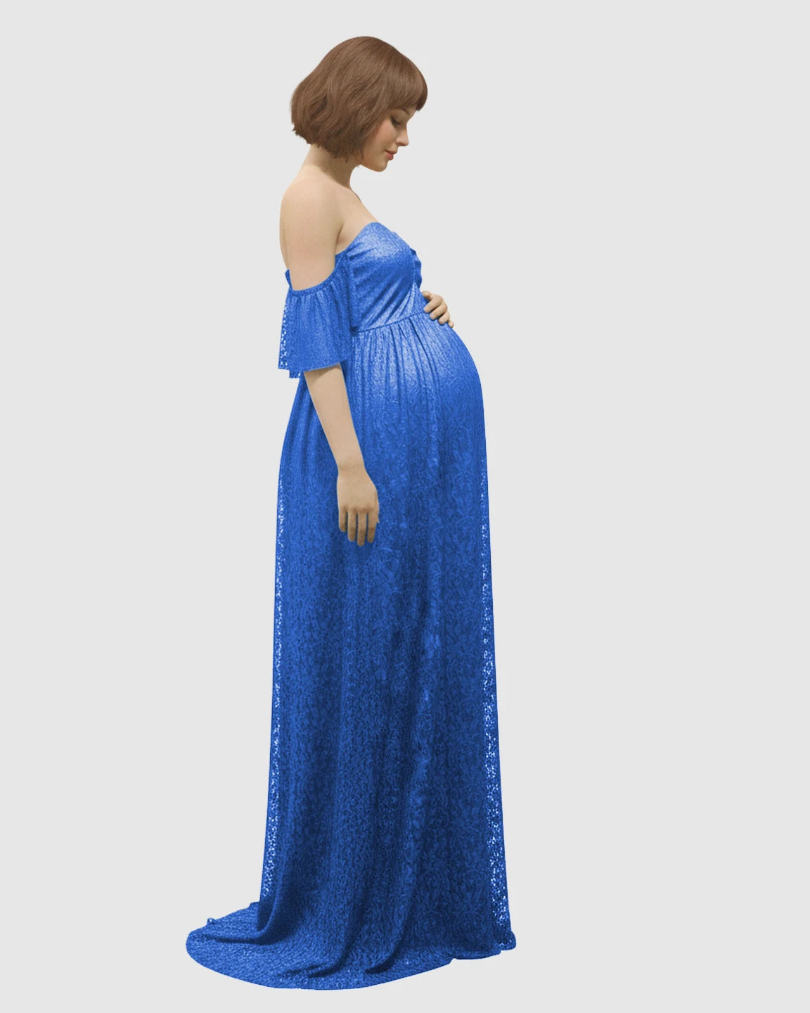 Elegant Lace Off-Shoulder Maternity Photoshoot Dress