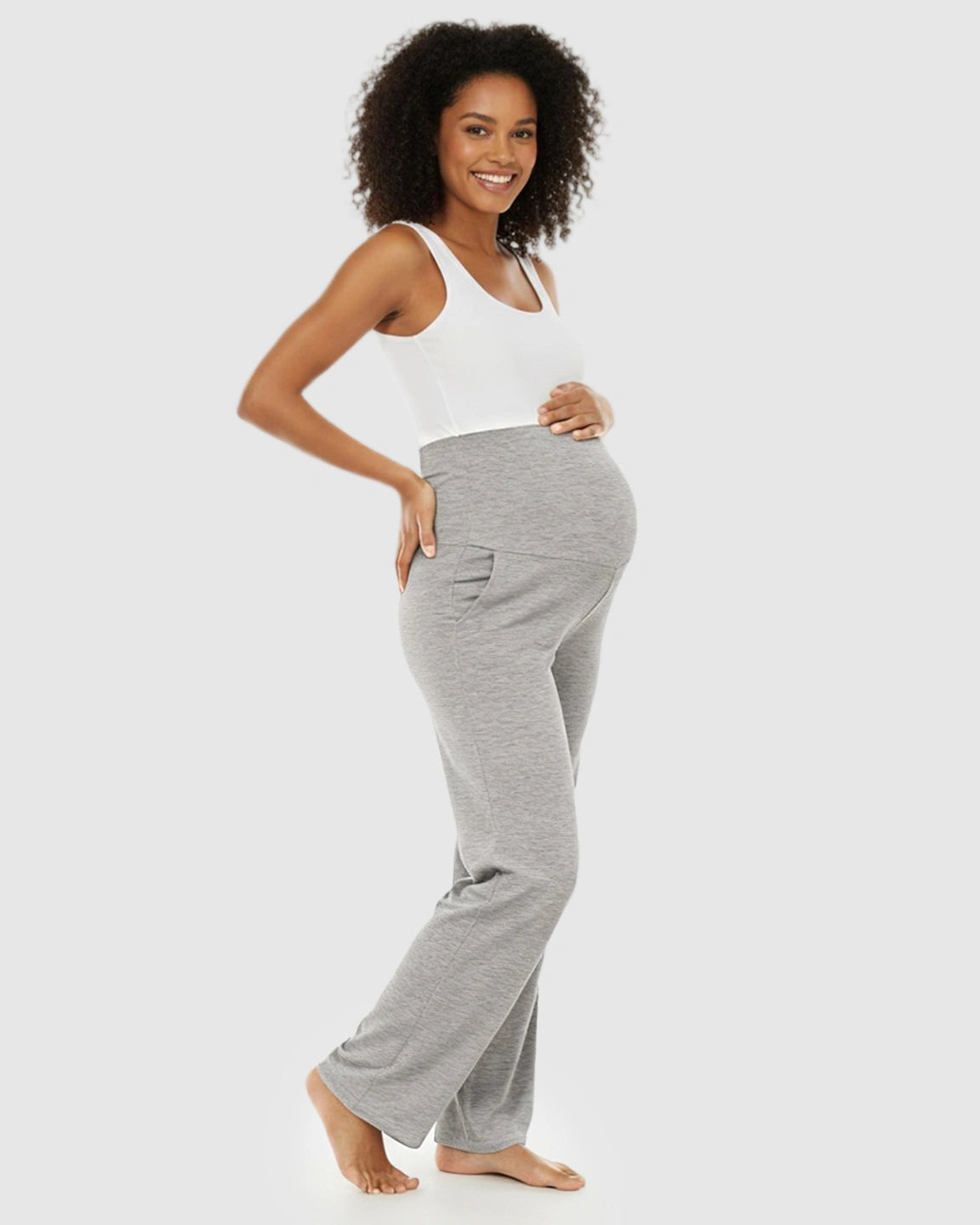 Foldable Waistband Wide-Leg Maternity Lounge Pants